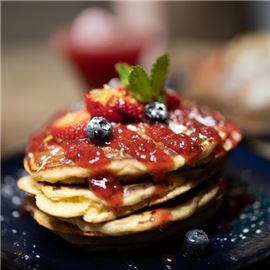 Fresh local ingredients create the delicious taste of our lemon ricotta pancakes